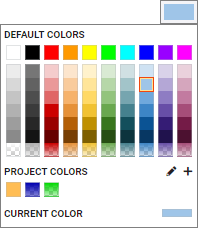 Expanded color selection with display of standard colors, project colors and the currently selected color