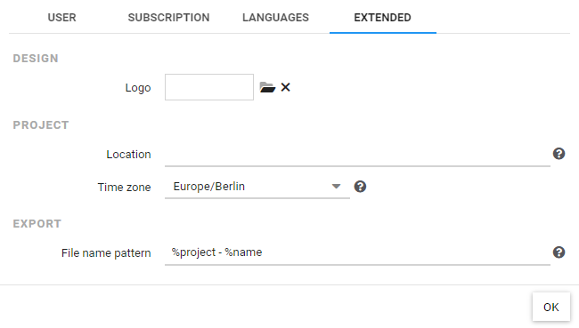 Extended project settings