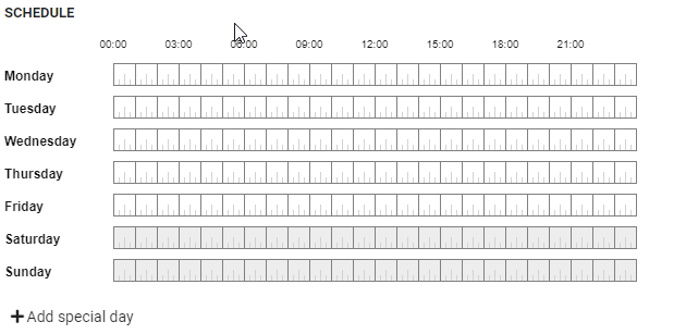 Configuration of a weekly schedule