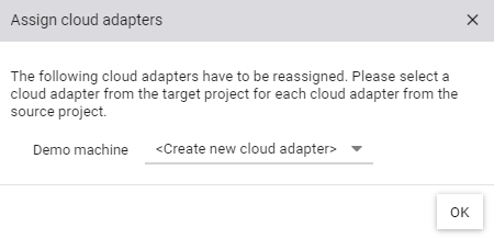 Selection of a cloud adapter to be assigned to the tags of the view to be imported